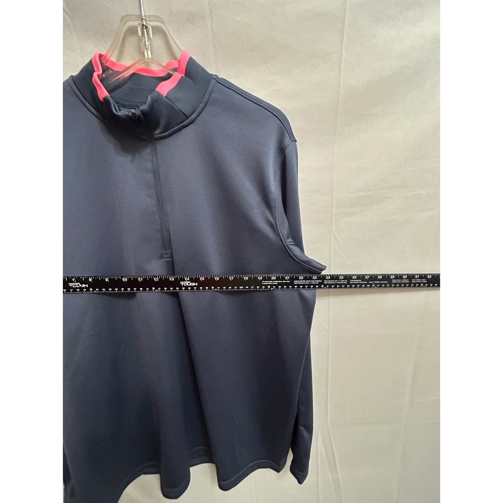 Nike Dri-FIT Womens Large Quarter Zip Pullover Navy Blue Neon Pink Trim Active - Picture 3 of 9